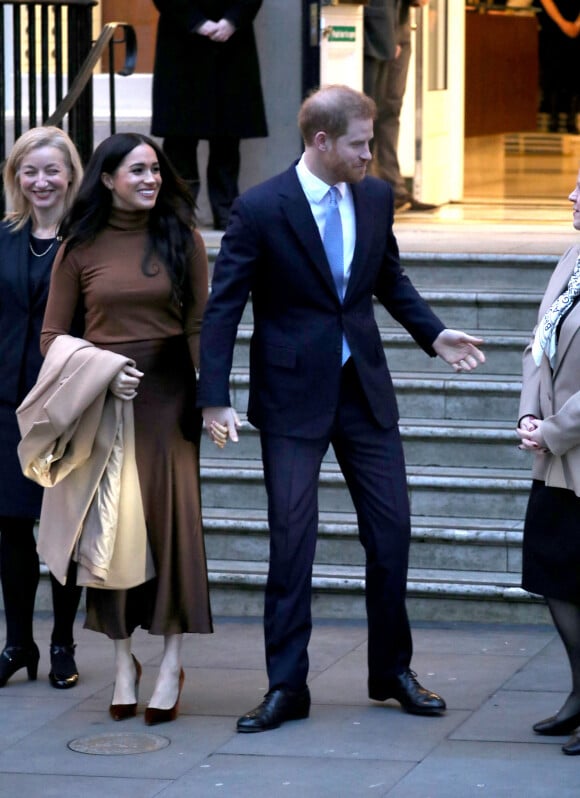 Le prince Harry, duc de Sussex, et Meghan Markle, duchesse de Sussex, en visite à la Canada House à Londres le 7 janvier 2020.