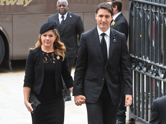 Justin Trudeau et son épouse Sophie Trudeau au service funéraire à l'Abbaye de Westminster pour les funérailles d'Etat de la reine Elizabeth II d'Angleterre le 19 septembre 2022. © Geoff Pugh / PA via Bestimage