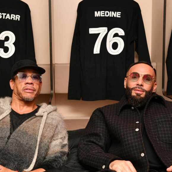 Exclusif - JoeyStarr et Medine - Les invités de Sofiane Pamart en backstage de son concert à l'Accor Arena (Bercy) à Paris le 17 novembre 2022. © Veeren / Bestimage 
