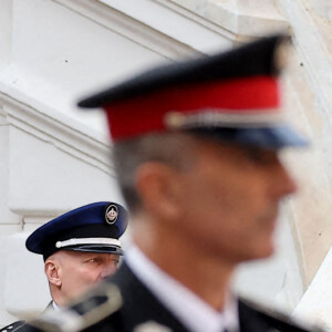 La princesse Charlène de Monaco, La princesse Stéphanie de Monaco - La famille princière de Monaco dans la cour du palais lors de la Fête Nationale de la principauté de Monaco le 19 novembre 2022. © Dominique Jacovides / Bruno Bebert / Bestimage