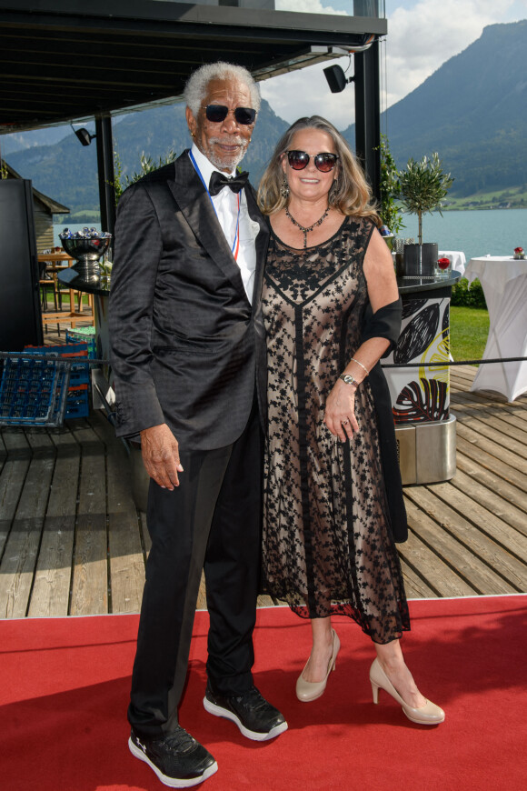 Morgan Freeman et sa compagne Linda Keena - Prix des légendes vivantes de l'aviation à l'hôtel Scalaria Event Resort à Sankt Wolfgang im Salzkammergut, Autriche, le 27 août 2022. © Daniel Hinz/API/Bestimage