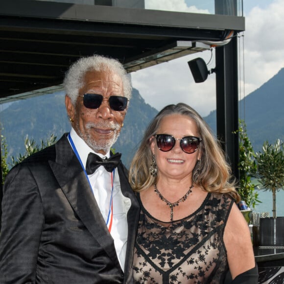 Morgan Freeman et sa compagne Linda Keena - Prix des légendes vivantes de l'aviation à l'hôtel Scalaria Event Resort à Sankt Wolfgang im Salzkammergut, Autriche, le 27 août 2022. © Daniel Hinz/API/Bestimage