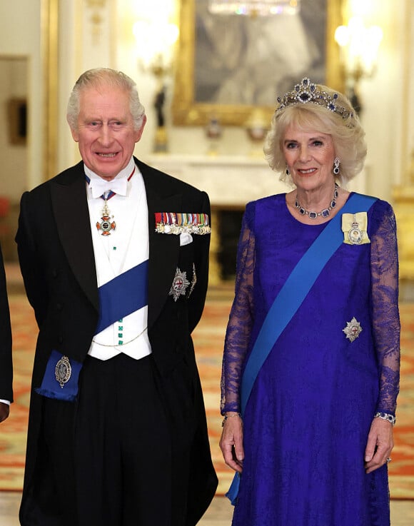 Le roi Charles et la reine Camilla - Dîner officiel à Buckingham Palace à Londres en l'honneur du président sud-africain Cyril Raphimosa. Londres, 22 novembre 2022. Photo by Chris Jackson/PA Wire/ABACAPRESS.COM