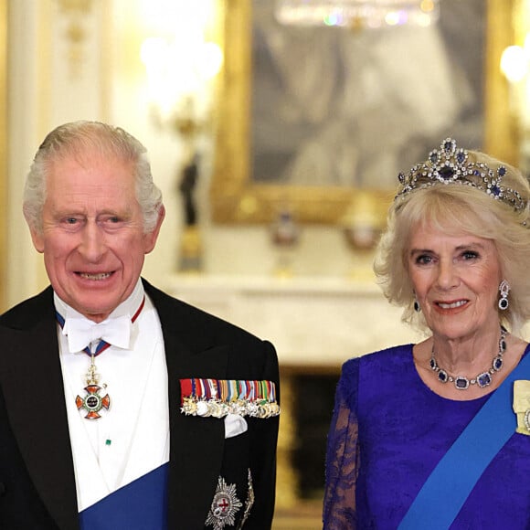Le roi Charles et la reine Camilla - Dîner officiel à Buckingham Palace à Londres en l'honneur du président sud-africain Cyril Raphimosa. Londres, 22 novembre 2022. Photo by Chris Jackson/PA Wire/ABACAPRESS.COM