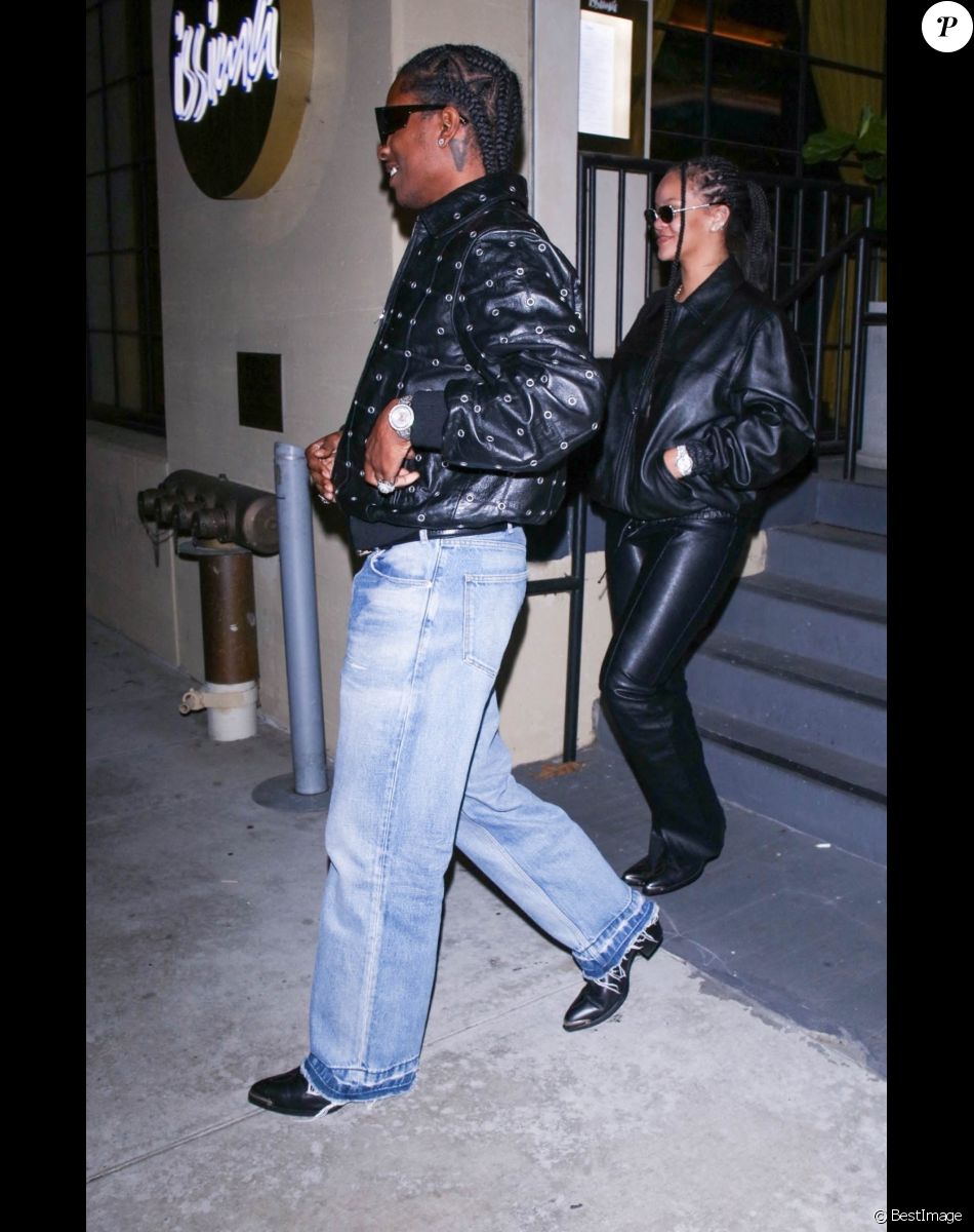 Exclusif - Rihanna et son compagnon ASAP Rocky profitent d'une soirée romantique au restaurant Issima à West Hollywood, Los Angeles, Californie, Etats-Unis, le 10 novembre 2022.