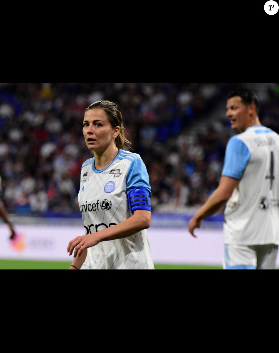 Laure Boulleau lors du match de football caritatif entre l'OL Légendes et la team Unicef au Groupama Stadium à Lyon en faveur des enfants d'Ukraine et pour célébrer les 20 ans du premier titre de Champion de France de l Olympique Lyonnais le 10 mai 2022. © Romain Doucelin / Bestimage