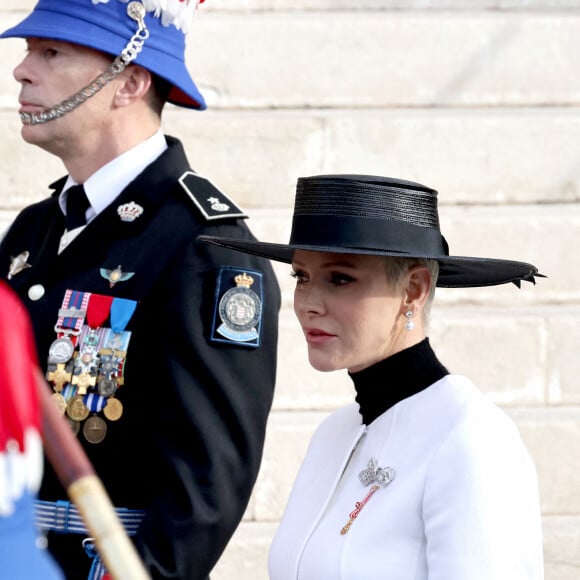 La princesse Charlene de Monaco lors de la Fête Nationale de la principauté de Monaco, le 19 novembre 2022. © Claudia Albuquerque/Bestimage 