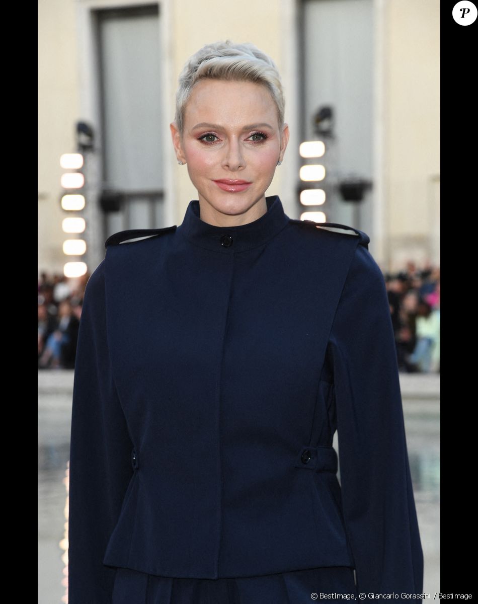 La princesse Charlène de Monaco au défilé Akris "Collection Prêt-à-Porter Printemps/Eté 2023" lors de la Fashion Week de Paris (PFW). © Giancarlo Gorassini / Bestimage