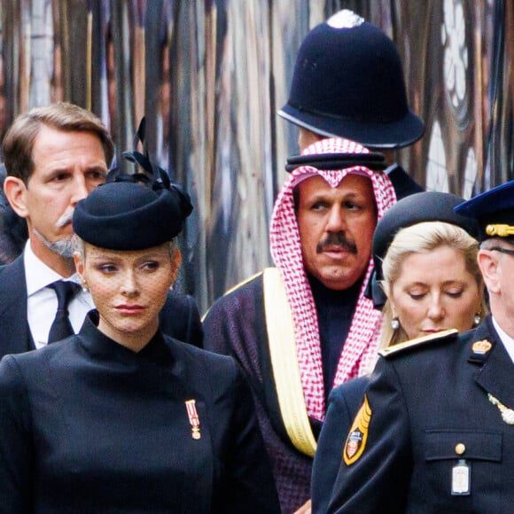 La princesse Charlene et le prince Albert II de Monaco - Arrivées au service funéraire à l'Abbaye de Westminster pour les funérailles d'Etat de la reine Elizabeth II d'Angleterre. Le 19 septembre 2022 