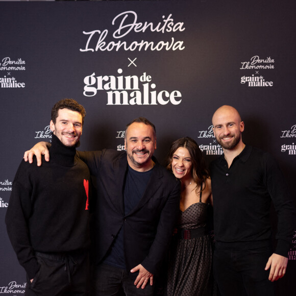 Exclusif - Paul Marque, Francois-Xavier Demaison, Denitsa et Francois Alu - Soirée de lancement de la collection Denitsa Ikonomova x Grain de malice à Paris le 24 novembre 2022. © Tiziano Da Silva / Bestimage 