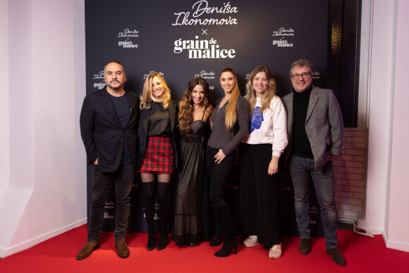 Exclusif - Francois-Xavier Demaison et sa femme Anaïs Tihay, Denitsa Ikonomova, Heloise Martin et Claire Francisci  lors de la soirée de lancement de la collection Denitsa Ikonomova x Grain de malice à Paris le 24 novembre 2022.