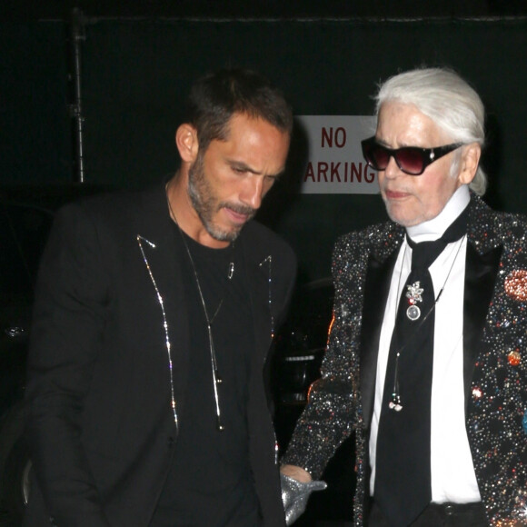 Sébastien Jondeau et Karl Lagerfeld - Les célébrités arrivent à la soirée Chanel à New York, le 23 octobre 2017 
