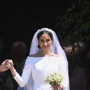 Le prince Harry, duc de Sussex, et Meghan Markle, duchesse de Sussex, à la sortie de chapelle St. George au château de Windsor - Sortie après la cérémonie de mariage du prince Harry et de Meghan Markle en la chapelle Saint-George au château de Windsor, Royaume Uni, le 19 mai 2018.