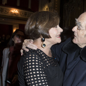 Exclusif - Prix spécial - Macha Méril et son mari Michel Legrand - People au spectacle "Peau d'âne" lors de la réouverture du théâtre Marigny à Paris le 22 novembre 2018. © c / Bestimage 