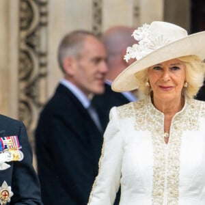 Le prince Charles, prince de Galles, et Camilla Parker Bowles, duchesse de Cornouailles - Les membres de la famille royale et les invités lors de la messe célébrée à la cathédrale Saint-Paul de Londres, dans le cadre du jubilé de platine (70 ans de règne) de la reine Elisabeth II d'Angleterre. Londres, le 3 juin 2022. 