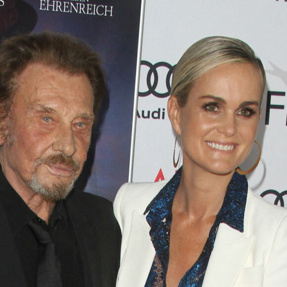 Johnny Hallyday et sa femme Laeticia Hallyday à la première de "Rules Don't Apply" à Los Angeles, le 10 novembre 2016.