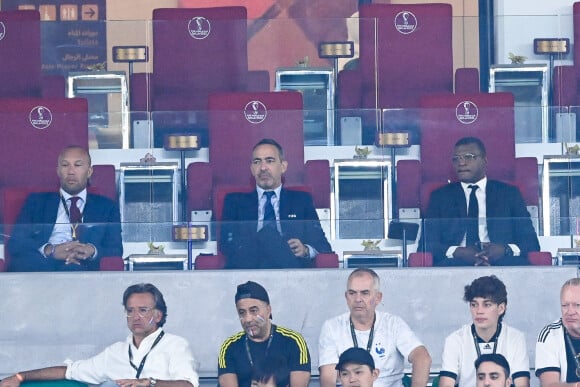 Franck Sylvestre, Youri Djorkaeff, Marcel Desailly - Match de football France / Tunisie (0 - 1), groupe D, lors de la Coupe du Monde de la FIFA, Qatar 2022 le 30 novembre 2022. © Philippe Perusseau / Bestimage