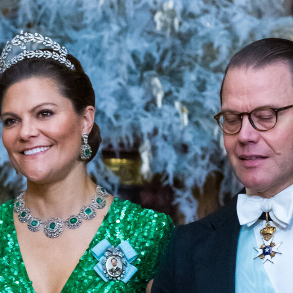 La princesse Victoria de Suède et le prince Daniel - La famille royale de suède au dîner lors de la cérémonie de remise des Prix Nobel à Stockholm le 11 décembre 2022. 