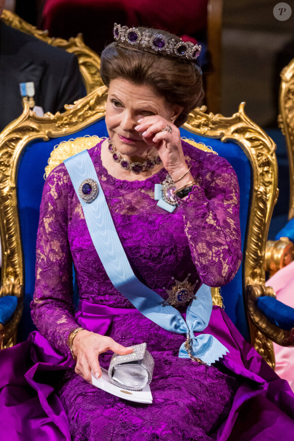 La reine Silvia de Suède - Cérémonie de remise des Prix Nobel au Concert Hall à Stockholm suivie du banquet le 10 décembre 2022 