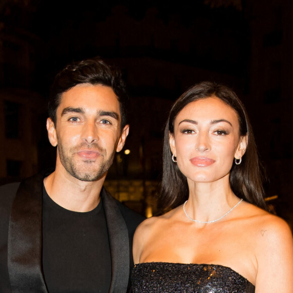 Exclusif - Rachel Legrain-Trapani (Miss France 2007) et son compagnon Valentin LÈonard - Arrivées lors de la 10ème édition du "Global Gift Gala 2021" à l'hôtel Four Seasons Hotel George V à Paris le 30 octobre 2021.  © Tiziano da Silva/Bestimage 