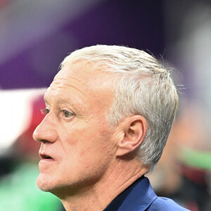 Didier Deschamps en tribune du match de demi-finale opposant la France au Maroc lors de la Coupe du Monde 2022 au stade Al-Bayt, à Doha, Qatar, le 14 décembre 2022. La France a gagné 2-0. © Philippe Perusseau/Bestimage