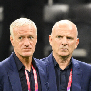 Didier Deschamps entraîneur / Sélectionneur France et ses adjoints Guy Stephan - entraîneur adjoint (Fra) - D.Deschamps et N.L.Graët avant le match de demi-finale "France - Maroc" lors de la Coupe du Monde 2022 au Qatar (FIFA World Cup Qatar 2022), le 14 décembre 2022. © JB Autissier / Panoramic / Bestimage