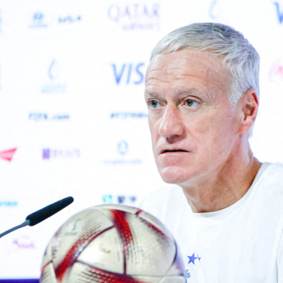 Didier Deschamps en conférence de presse lors de la Coupe du Monde 2022 au Qatar (FIFA World Cup Qatar 2022), le 13 décembre 2022. © William Volcov/Zuma Press/Bestimage