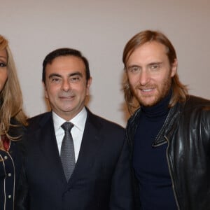 David et Cathy Guetta et Carlos Ghosn ( PDG de Renault) - Archives - Presentation de la nouvelle Renault Twizy by Cathy & David Guetta au salon mondial de l' auto 2012 Paris, le 27 decembre 2013