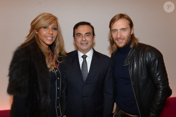 David et Cathy Guetta et Carlos Ghosn ( PDG de Renault) - Archives - Presentation de la nouvelle Renault Twizy by Cathy & David Guetta au salon mondial de l' auto 2012 Paris, le 27 decembre 2013