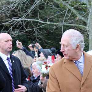 Le roi Charles III - La famille royale d'Angleterre au premier service de Noël à Sandringham depuis le décès de la reine Elizabeth II, le 25 décembre 2022.