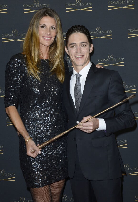 Sophie Thalmann, son mari Christophe Soumillon - 65ème édition des Cravaches d'Or au Théâtre des Champs-Elysées à Paris le 14 mars 2014.