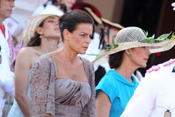 Stéphanie de Monaco et la princesse Caroline de Hanovre au mariage du price Albert II de Monaco et de Charlène Wittstock le 1er juillet 2011