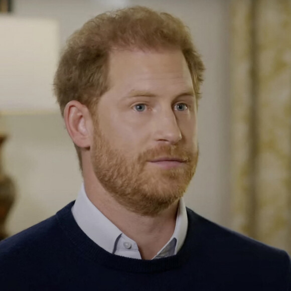 Le prince Harry, duc de Sussex, en interview avec le journaliste Tom Bradby sur la chaine "ITV News". .