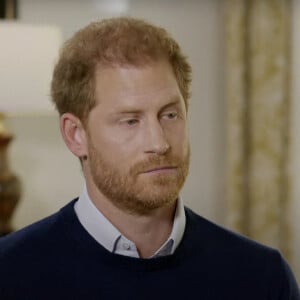 Le prince Harry, duc de Sussex, en interview avec le journaliste Tom Bradby sur la chaine "ITV News". 