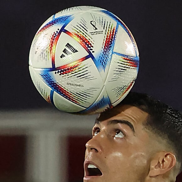 Cristiano Ronaldo s'entraine avec l'équipe de Portugal lors de la Coupe du Monde 2022 au Qatar (FIFA World Cup Qatar 2022), le 24 novembre 2022.