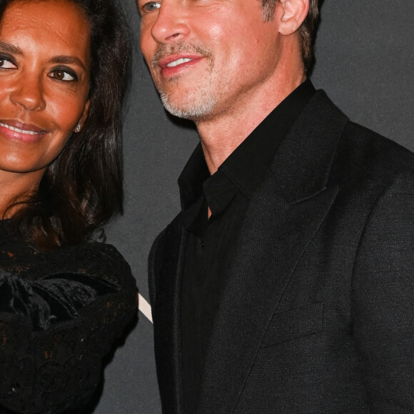 Brad Pitt et Karine Le Marchand à la première du film "Babylon" au cinéma Le Grand Rex à Paris, France, le 14 janvier 2023. © Coadic Guirec/Bestimage