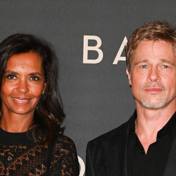 Brad Pitt et Karine Le Marchand à la première du film "Babylon" au cinéma Le Grand Rex à Paris, France, le 14 janvier 2023. © Coadic Guirec/Bestimage