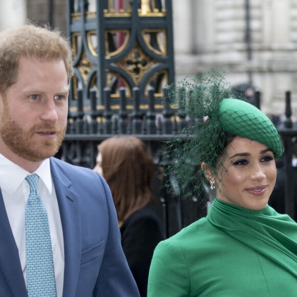 Le prince Harry, duc de Sussex, et Meghan Markle, duchesse de Sussex - La famille royale d'Angleterre lors de la cérémonie du Commonwealth en l'abbaye de Westminster à Londres, le 9 mars 2020. 