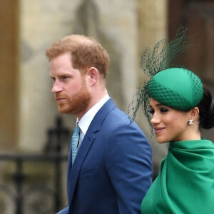 Le prince Harry, duc de Sussex, et Meghan Markle, duchesse de Sussex - La famille royale d'Angleterre à son arrivée à la cérémonie du Commonwealth en l'abbaye de Westminster à Londres. Le 9 mars 2020