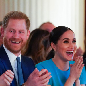 Le prince Harry, duc de Sussex, et Meghan Markle, duchesse de Sussex lors de la cérémonie des Endeavour Fund Awards au Mansion House à Londres, Royaume Uni, le 5 mars 2020. 