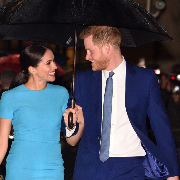 Le prince Harry, duc de Sussex, et Meghan Markle, duchesse de Sussex arrivent à la cérémonie des Endeavour Fund Awards à Londres le 5 mars 2020. 