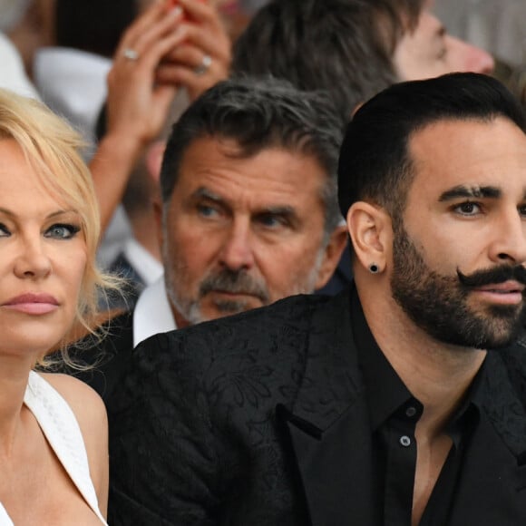 Brandon Lee, sa mère Pamela Anderson et son compagnon Adil Rami lors de la soirée Amber Lounge Monaco 2019 au profit de la fondation de Jackie Stewart "Race Against Dementia" à l'hôtel Méridien Beach Plaza à Monaco, le 24 mai 2019. © Bruno Bebert / Bestimage