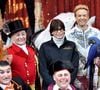 La princesse Stéphanie de Monaco a posé entourée par Elisa Cussadie et son ara, Alex Giona et ses chevaux, la troupe Bingo, les clowns Equivokee et Petit Gougou en Monsieur Loyal durant le photocall de lancement du 45eme Festival International du Cirque de Monte Carlo sous le chapiteau Fontvieille à Monaco.  © Bruno Bebert/Bestimage
