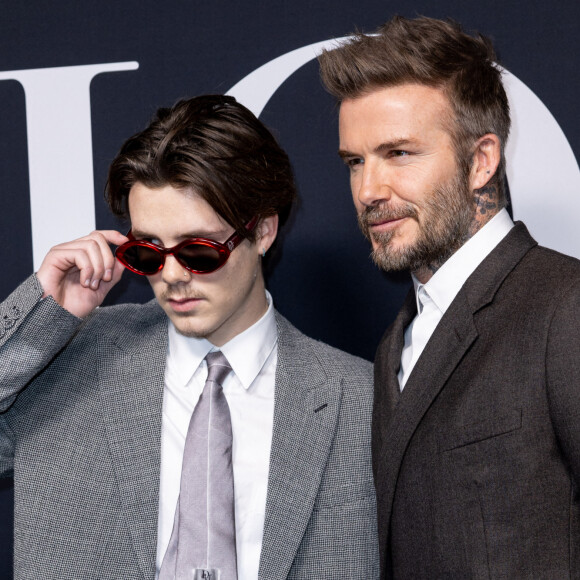 Cruz Beckham et son père David Beckham - Photocall du défilé Dior lors de la Fashion Week Homme automne-hiver de Paris, France. © Olivier Borde/Bestimage 