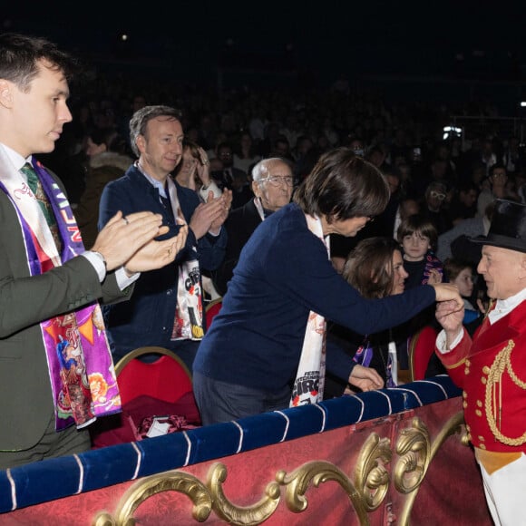 Hommage à la princesse Stéphanie de Monaco entourée de son fils Louis Ducruet et Stéphane Bern - 2ème jour du 45ème Festival International du Cirque de Monte Carlo sous le chapiteau Fontvieille à Monaco le 21 janvier 2023. © Olivier Huitel/Pool/Bestimage