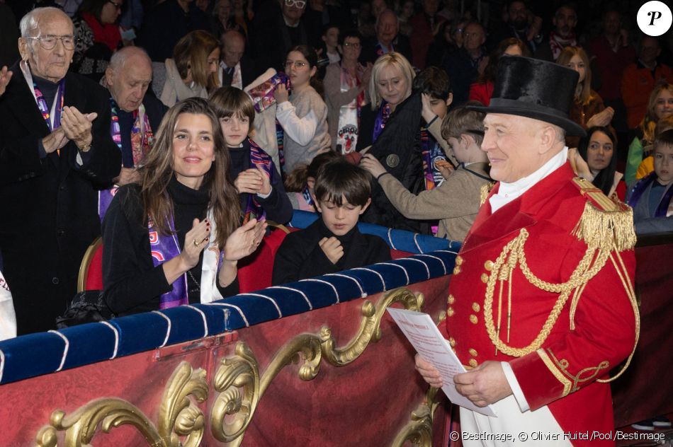 Charlotte Casiraghi et son fils Raphael Elmaleh - 2ème jour du 45ème Festival International du Cirque de Monte Carlo sous le chapiteau Fontvieille à Monaco le 21 janvier 2023. © Olivier Huitel/Pool/Bestimage   