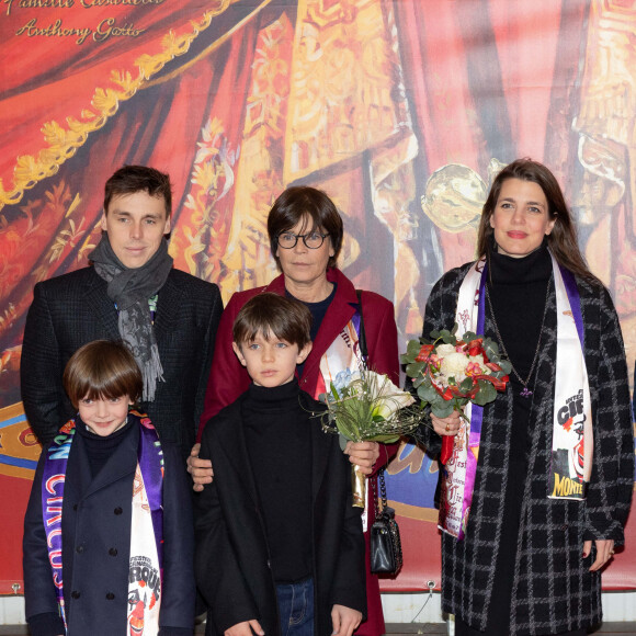 La princesse Stéphanie de Monaco et son fils Louis Ducruet, Charlotte Casiraghi et son fils Raphael Elmaleh - Arrivées au 2ème jour du 45ème Festival International du Cirque de Monte Carlo sous le chapiteau Fontvieille à Monaco le 21 janvier 2023. © Olivier Huitel/Pool/Bestimage 