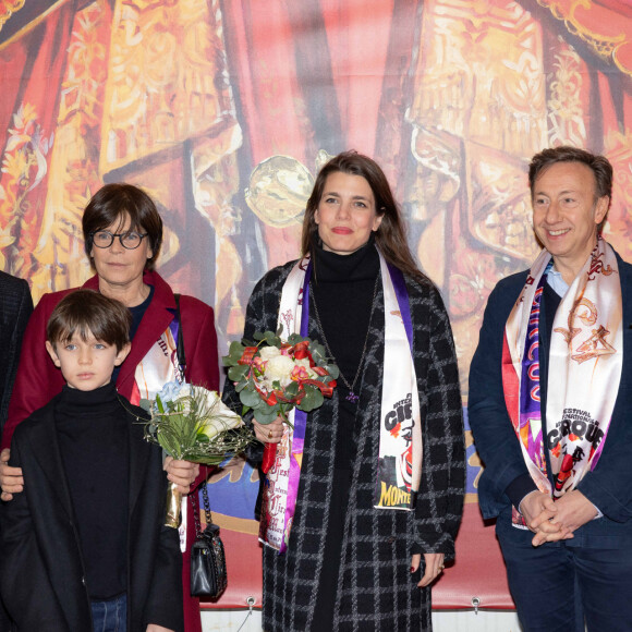 La princesse Stéphanie de Monaco et son fils Louis Ducruet, Charlotte Casiraghi et son fils Raphael Elmaleh et Stéphane Bern - Arrivées au 2ème jour du 45ème Festival International du Cirque de Monte Carlo sous le chapiteau Fontvieille à Monaco le 21 janvier 2023. © Olivier Huitel/Pool/Bestimage 