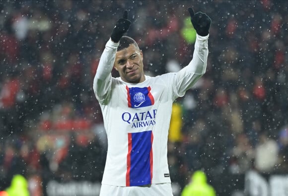 Kylian Mbappé - Match de Ligue 1 Uber Eats "Rennes - PSG (1-0)" au stade Roazhon Park, le 15 janvier 2023.