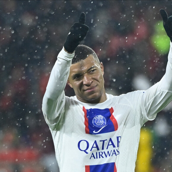 Kylian Mbappé - Match de Ligue 1 Uber Eats "Rennes - PSG (1-0)" au stade Roazhon Park, le 15 janvier 2023.